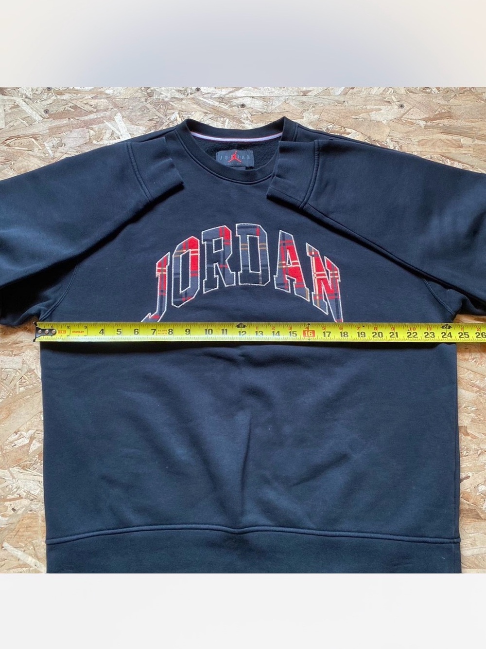 Jordan Black Crewneck Sweatshirt with Red Plaid Logo - Picture 7 of 8